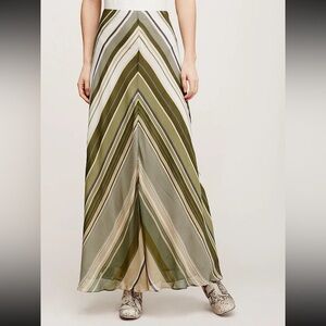 Free People Dance in the Street Striped Maxi Skirt Green Neutrals Size 10 Boho